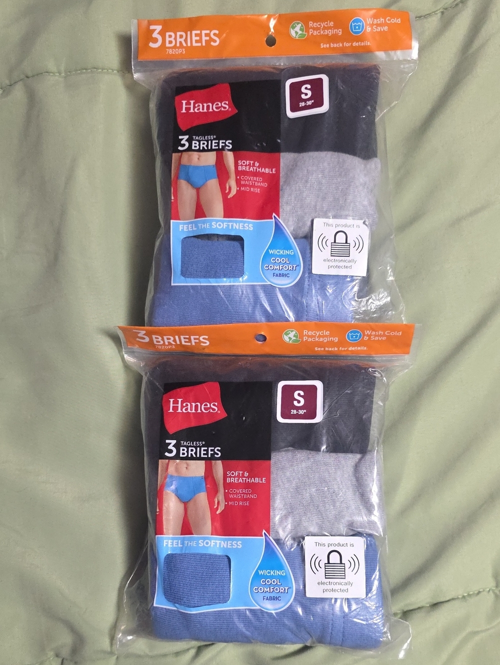 Hanes 3-Pack Men’s Tagless Briefs - Blue, Gray & Black
